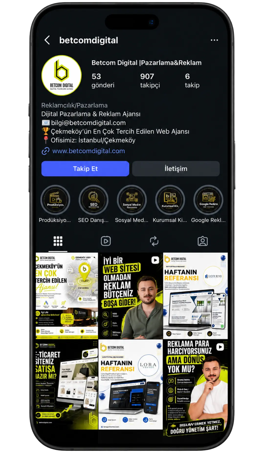 Sosyal medya yönetimi Instagram profil mockup